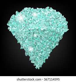 Diamond vector.Crystal gem.White diamond glitter.Diamond isolated.Shiny white sparkles.Vector isolated.
