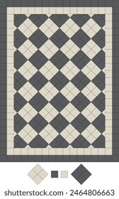 diamond victorian floor black and white with border