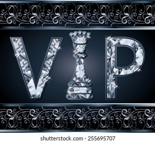 Diamond VIP chess present card, vector illustration