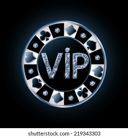 Diamond VIP poker chip, vector illustration
