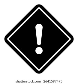 Diamond Warning Icon Vector, Exclamation Symbol in Rhombus Shape.