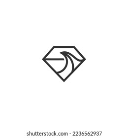 Ilustración del icono del vector del logotipo de la ola de diamantes