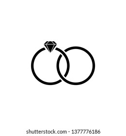 Diamond Wedding Rings Icon Vector