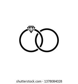 Diamond Wedding Rings Icon Vector