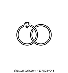 Diamond Wedding Rings Icon Vector