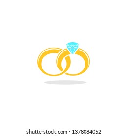 Diamond Wedding Rings Icon Vector