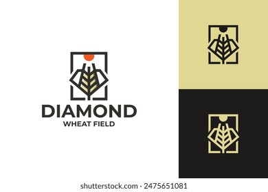 diamond wheat field logo vector