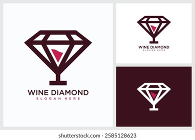 Diamond Wine Design Inspiration. Diamond Wine Symbol Vector Logo Design Template, Diamond Wine Logo Design Vector Illustration