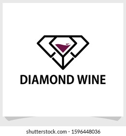 diamond and wine logo design concept