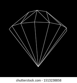 Diamond wireframe low poly mesh vector illustration.