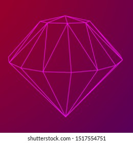 Diamond wireframe low poly mesh vector illustration.