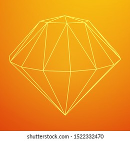 Diamond wireframe low poly mesh vector illustration.