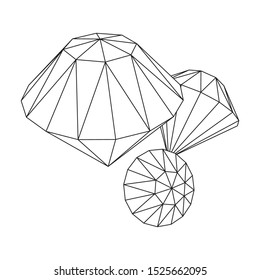 Diamond wireframe low poly mesh vector illustration.