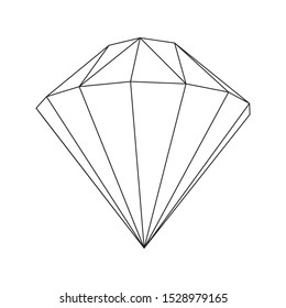 Diamond wireframe low poly mesh vector illustration.