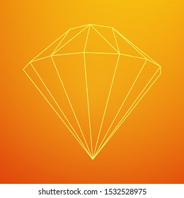 Diamond wireframe low poly mesh vector illustration.