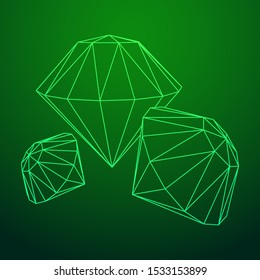 Diamond wireframe low poly mesh vector illustration.