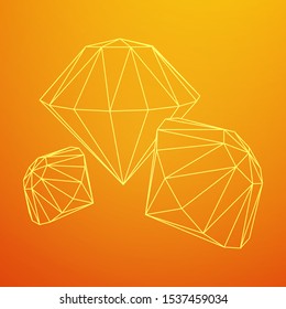 Diamond wireframe low poly mesh vector illustration.