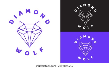 Diamond Wolf Or Fox Logo Design Template, Suitable For Brand Or Company Logo