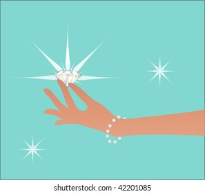 Diamant in der Hand der Frau