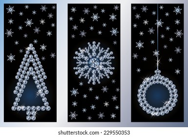 Diamond Xmas banners, vector illustration