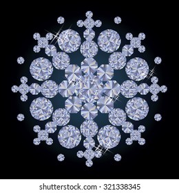 Diamond xmas snow flake, vector illustration
