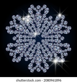 Diamond xmas snowflake background, vector illustration