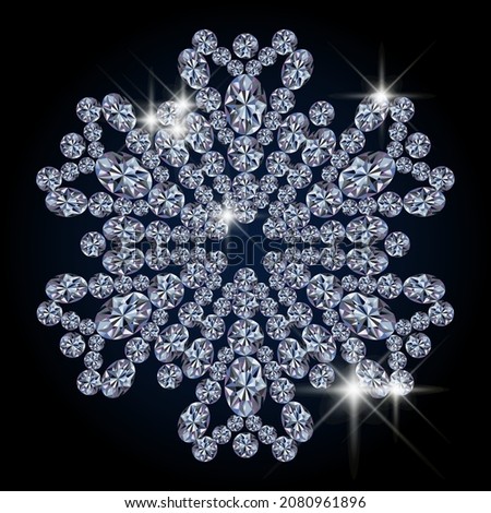 Diamond xmas snowflake background, vector illustration