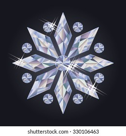 Diamond xmas snowflake, vector illustration