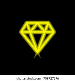 Diamond yellow glowing neon ui ux icon. Glowing sign logo vector