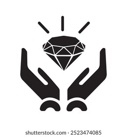 Diamant, Brillantes Vektorsymbol für Web-Vektorgrafik auf weißem Hintergrund