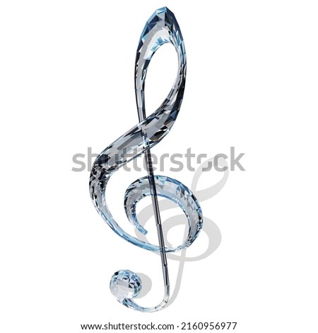 Diamond-cut musical note, G clef, vector illustration