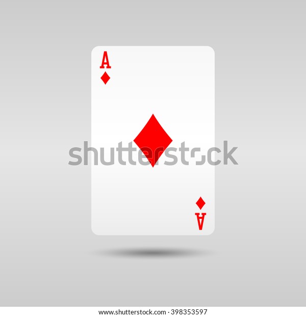 Diamonds ace poker card in modern design\
with shadow under. Card game\
illustration