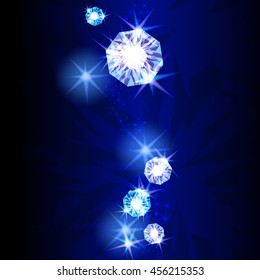 Diamonds background with blue light.