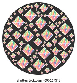 Diamonds in black circle . Vector illustration
