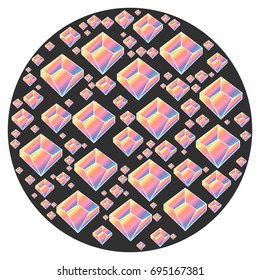 Diamonds in black circle . Vector illustration
