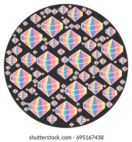 Diamonds in black circle . Vector illustration
