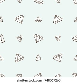 Diamonds (Brilliants) on Blue Background Flat Cartoon Style Vector Seamless Pattern