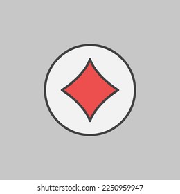 Diamonds Card Suit in Circle vector concept colored icon or logo element