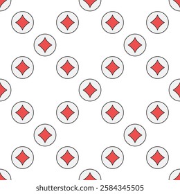 Diamonds Card Suit in Circle vector concept colored seamless pattern or background