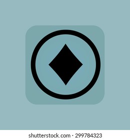 Diamonds card symbol in circle, in square, on pale blue background