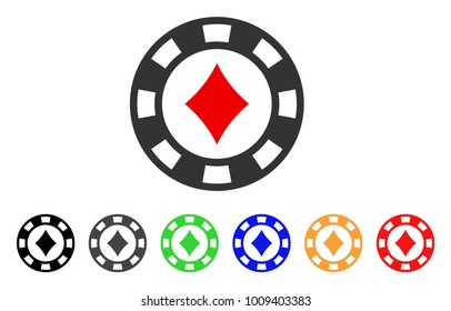 Diamonds Casino Chip icon. Vector illustration style is a flat iconic diamonds casino chip symbol with grey, yellow, green, blue, red, black color versions. Designed for web and software interfaces.