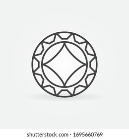 Diamonds Casino Gambling Chip vector linear icon or logo element