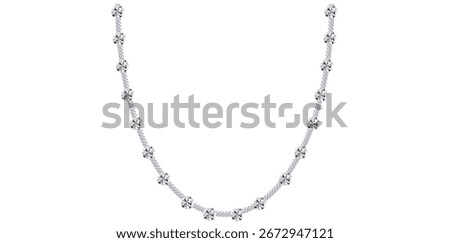 Diamonds Chain Necklace Unique Silver Jewelry Vector Illustration.	