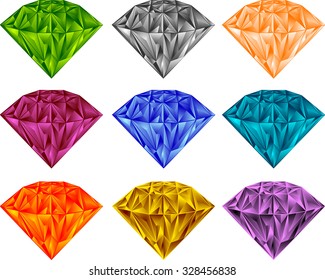 diamonds colorful gemstones collection - raster version
