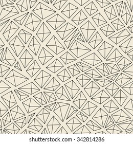 Diamonds contour seamless pattern. Monochrome color