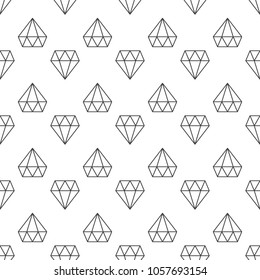 Diamonds dark vector geometric seamless pattern or background made with white thin line diamond icons