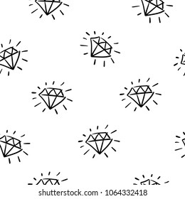 Diamonds drawing black on white seamless endless repeating pattern / Vector illustration design for fashion fabrics, textile graphics, wallpapers and other uses.