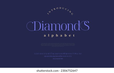 Diamonds elegant alphabet letters font and number. Classic Lettering Minimal Fashion Designs. Typography modern serif fonts decorative vintage design concept. vector illustration
