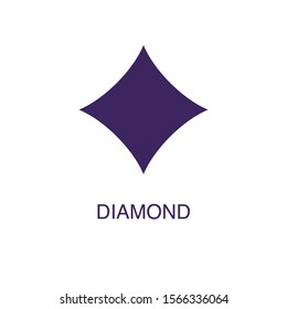 Diamonds element in flat simple style on white background. Diamonds icon, with text name concept template