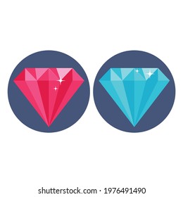 Diamonds in flat design illustration gem jewel